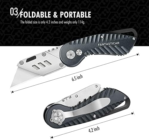 Комплект за нарязване на подарък кутии FantastiCAR Grey Сгъваем Универсален нож с лек Алуминиев корпус и 100 остриета SK5