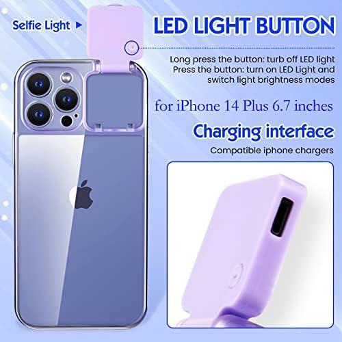 Калъф CEXHG с led подсветка за селфи за iPhone 14 Plus, калъф с подсветка, Акумулаторна батерия, Съвместим-Осветление за грим в реално