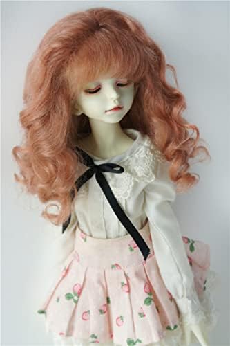 Куклени Перуки D20313 Дълга Коса принцеса от мохера BJD Куклени Перуки (тъмно розово, 7-8 см)