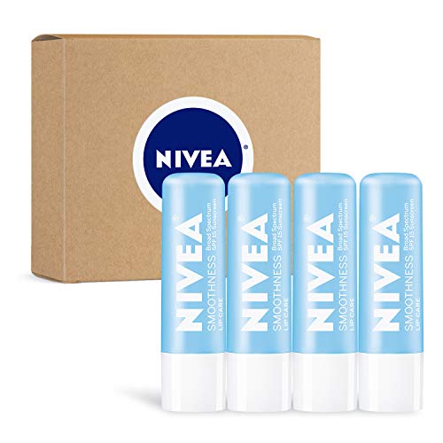 NIVEA Smoothness Lip Care SPF 15, Балсам-стик за устни SPF 0,17 унция, Опаковки от 4