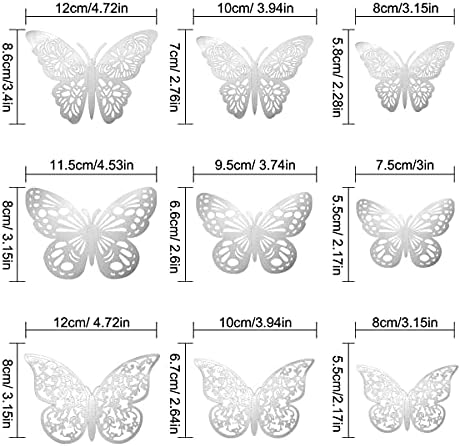 Luxbon 3D Стикери за стена с Пеперуди, 36 бр. Подвижни Метални Стикери за стена с Пеперуди, Стикер за Хладилник, Монтиране на Украса
