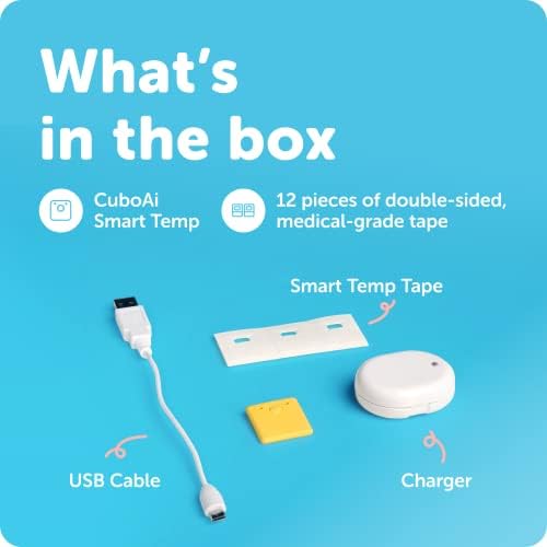 CuboAi Smart Temp | Медицински термодатчик за непрекъснат контрол на температурата на бебето | Носене подмышечный термометър за проследяване