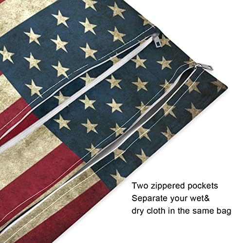 Kigai Ретро Американски Флаг, Водоустойчива Чанта за Влажни Сушене, Множество с Дръжка за Пътуване, Плаж, Басейн, Памперси, Тоалетни