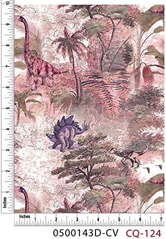 Неподвластен на времето дизайн на динозаврите, памучен стеганая плат by The Yard (папрат, магданоз, ръжда, патладжан)