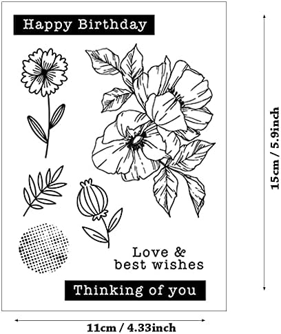 Цветя Арбуи Листа Мислейки за Теб честит Рожден Ден Декоративни Прозрачни Печати за Направата на Картички и Scrapbooking със