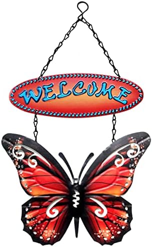 ПЪРВОНАЧАЛНО Начален знак за входната врата, Знак за декор на градина с пеперуди, Стенен Интериор с метални пеперуди Премиум-клас,