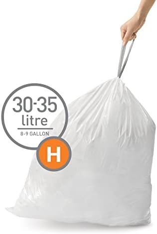 Торби за боклук Simplehuman Code M с завязками индивидуална монтаж, 45 л / 11,9 литра, бял на 20 парчета (опаковка от 5 броя)