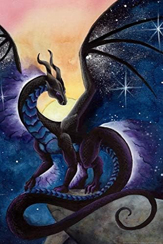 Nightfall by Carla Morrow Полночный Черно Мистична Дракон Фантастичен Постер Космоса на Звездното Небе Звезди Хладно Стенен Декор
