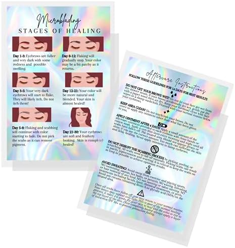 Картичка за микроблейдинга Етапи на лечебния процес и проследяване грижи Boutique Marketing LLC | 30 опаковки | Размер на пощенски картички