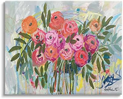 Абстрактна Живопис Stupell Industries с Въртяща се на Пролетта Цветето Роза в стил Шебби-Шик, Дизайн Кейт Робъртс