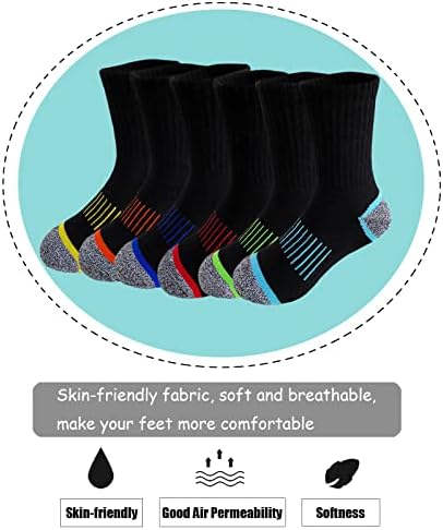Jamegio 6 Чифта Памучни Чорапи за момчета, Чорапи за момчета 3-10 години, Удобни Спортни Чорапи с еластична възглавница
