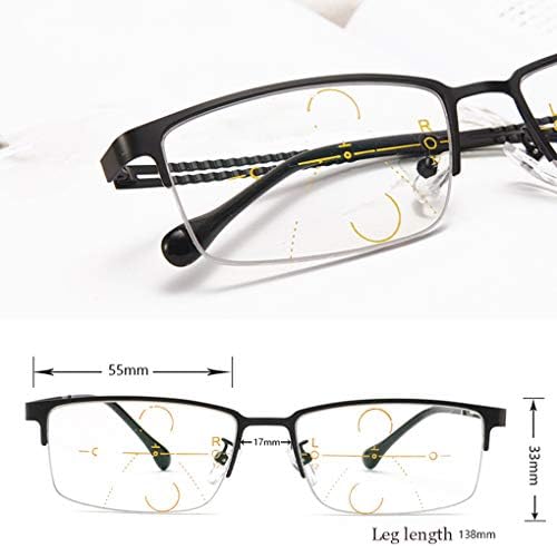 Постепенно Мультифокальные Очила за четене, Мультифокальные лещи с Асферической повърхност, Метална дограма, Интелигентен Увеличение от