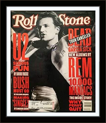 Боно от списание U2 Authentic с автограф в рамка и със сертификат за автентичност