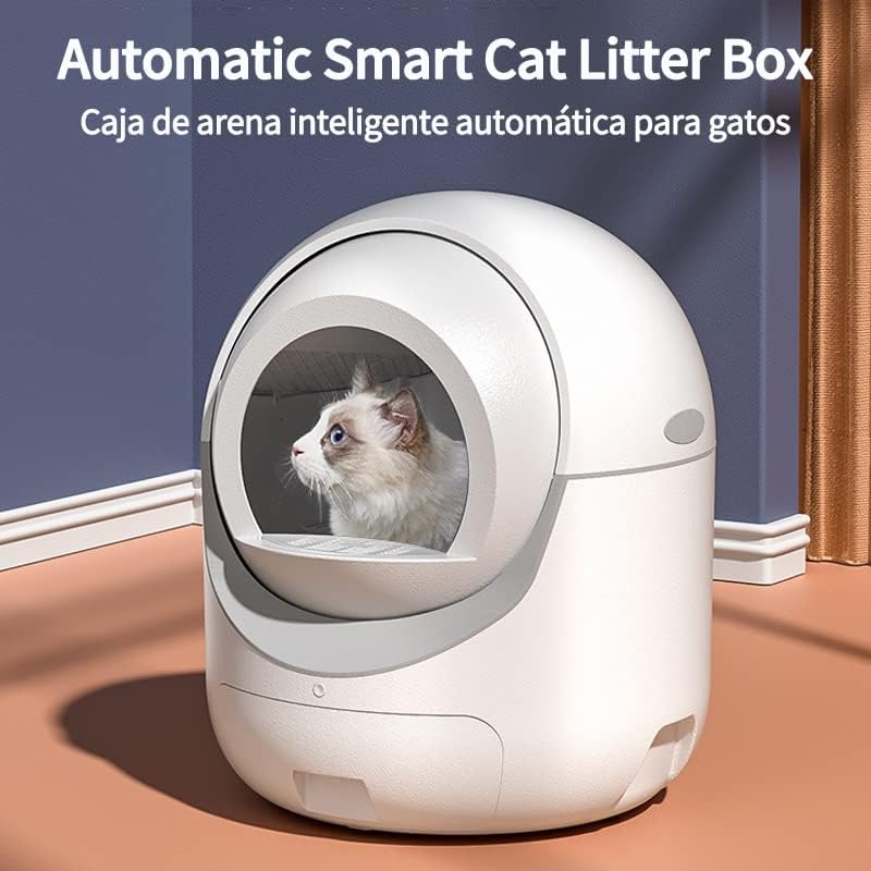TJLSS Бял Интелигентен Автоматичен котешката тоалетна за котки, Голям, Лесно моющийся, Закрит котешката тоалетна за котки, аксесоари за