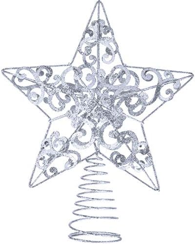 Blulu Блестящ Topper за Коледно 10 Сантиметра Метална Звезда на Върха на Дървото Коледен Выдалбливающийся Topper със Звезда