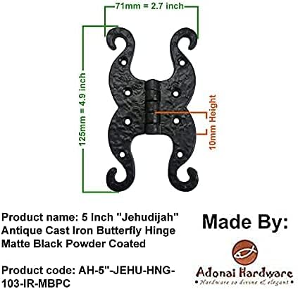 Профили Adonai 4,9-инчов Антични чугунен контур-пеперуда Jehudijah (предлага се по 20 броя в опаковка) - Матово-черна с прахово покритие