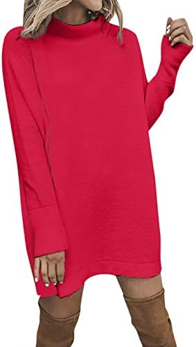 Есенно-Зимния Ежедневното Удобно Вязаное Рокля-Пуловер с дълъг ръкав и кръгло деколте да се носят с Роклята
