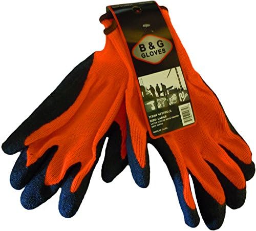 Работни ръкавици B & G с латекс, импрегнирани повишена видимост Оранжев цвят - Големи (1 чифт)