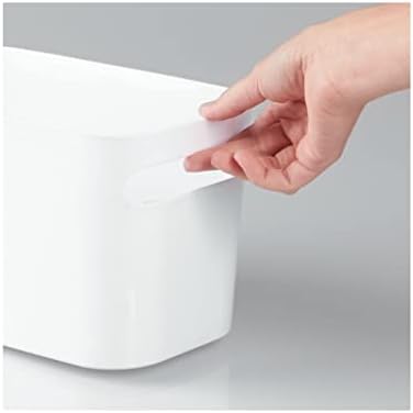mDesign Дълбока Пластмасова Кофа за съхранение на тоалетна масичка в Банята с дръжки - Органайзер за сапун за ръце, средства за