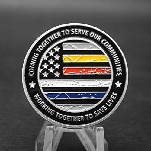Най-новата АМЕРИКАНСКА пожаро-спасителна сребърно покритие монета Challenge Чест и Честност Съвместна работа по спасяване на човешки