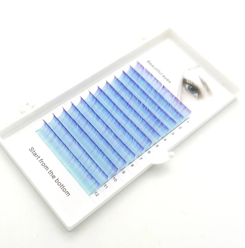 Изкусителни мигли се смесва цветове за съраунд изграждане на C. 07mm - Мигли омбре (синьо с лилави с върховете)