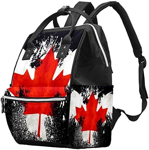 флаг на Канада черен фон jpg Чанта за Памперси Раница с Торби за Преобличане за Малки Момичета Момчета Чанта за Майките, за момичета
