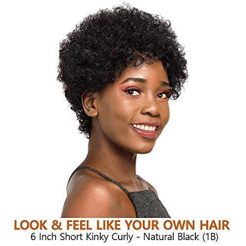 Перука от човешки косъм в африканския стил с къдрава коса, с 6-инчов кратък перука от африкански къдрава коса за черни жени, перука, изработени