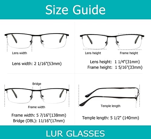 LUR 3 опаковки очила за четене в полукръгла рамка + 4 опаковки класически очила за четене (само 7 двойки ридеров + 4,00)
