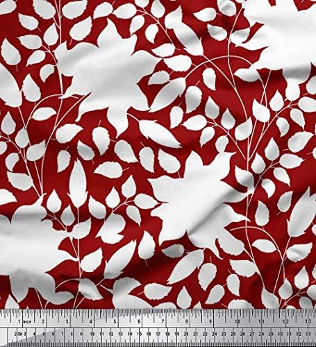 Памучен трикотажная плат Soimoi с листа и цветя художествен принтом, плат за бродерия ширина 58 см