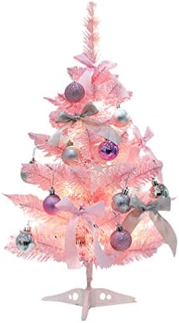 Amosfun Мини Изкуствени Коледни Елхи с Подсветка Настолна Коледно Дърво, Декоративна Лампа за Празнични Партита Начало Декор