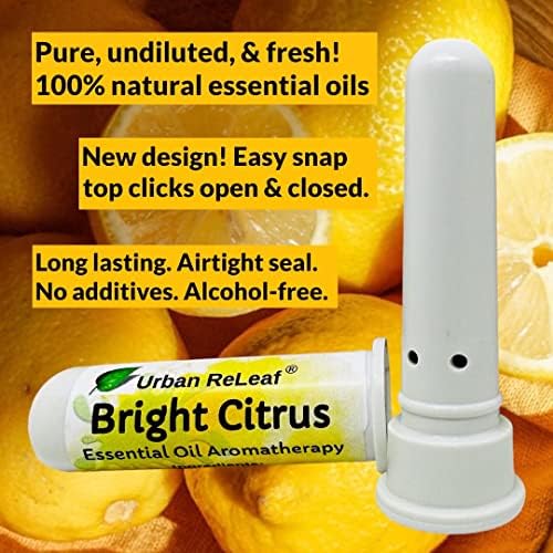 Ароматерапевтические назални инхалатори Urban ReLeaf Bright с етерично масло от цитрусови плодове, Комплект от 2 Чисти Неразбавленных