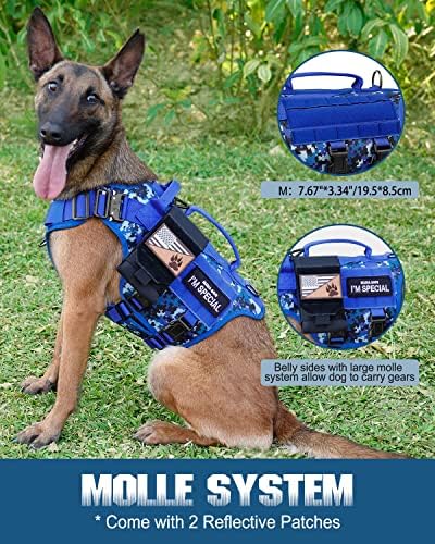 Тактическа Шлейка за кучета - Жилетка за Служебни кучета PETNANNY Dog Harness за кучета от Големи породи (Тъмно синьо, M)