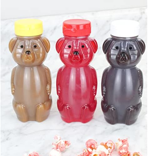 Сламени чаши Рог на изобилието Меден мечка (3 опаковки с цветни капаци), Терапевтични шишета за пиене с капацитет от 8 унции