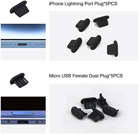30x USB Прахозащитен Мъничета за пристанища, 6 Вида Силиконови USB-заглушек за портове USB Type-C, USB A Female, Micro USB, iPhone
