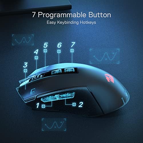 Безжична детска мишката Redragon M693 с поддръжка на Bluetooth, 8000 точки на инч, Жичен /Безжичен детска мишка с 3 режима на свързване,