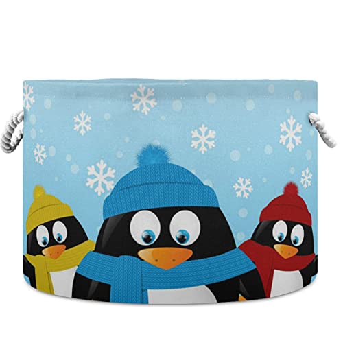 visesunny Коледен Пингвин Снежинка Синьо Модел кошове за пране на Текстилен Кутия За Съхранение Кутия За Съхранение Сгъваема Кошница