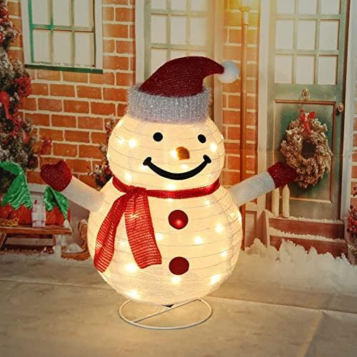 Улични Коледни Украшения във формата на Снежен човек с подсветка Ke1Clo, 40 led Бляскъв Сгъване снежни човеци за Коледа/Нова година/Почивка/Декорация
