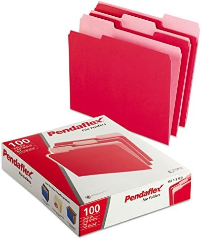 Цветни папки за файлове Pendaflex 15213Red, 1/3 силует, с размер на буквата, червени, 100 бр./кор.
