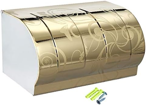 Нов Lon0167 200 mm x 120 mm x 120 mm 304 Държач за тоалетна хартия от Неръждаема Стомана с капак Златния тон (200 mm x 120 mm x 120 mm
