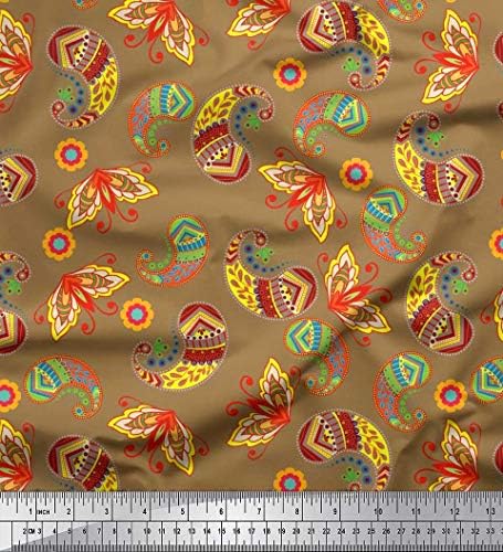Памучен трикотажная плат Soimoi ширина 58 см с цветна принтом пейсли