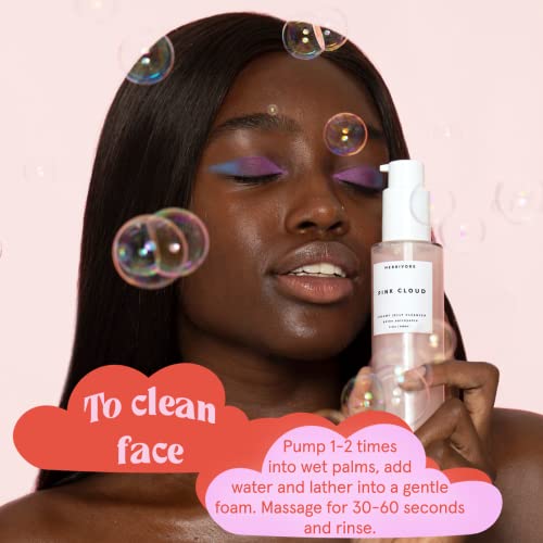 HERBIVORE Растителни Розов Облак Creamy Jelly Почистващо средство - Овлажняващ средство за измиване на лицето, премахва грим (100 мл)