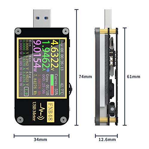 Goupchn USB Тестер за Измерване на Напрежение, FNB48 PD Trigger Ток, Волтметър USB Тестер PPS Протокол за Бързо Зареждане Капацитет