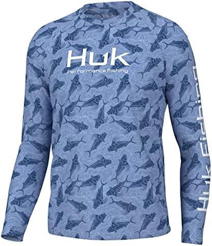 Мъжка риза за риболов HUK Pursuit Crew с Дълъг Ръкав, Защищающая от Слънцето
