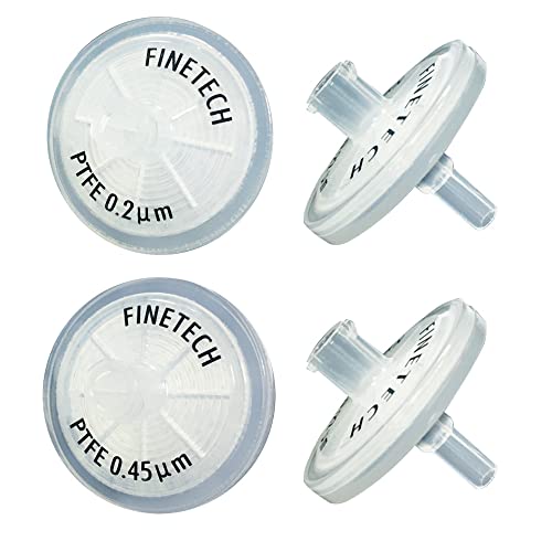 Хидрофобен шприцевые филтри от PTFE с Диаметър 25 мм с размер на порите 0,22 микрона за лаборатория за филтриране на Finetech (опаковка