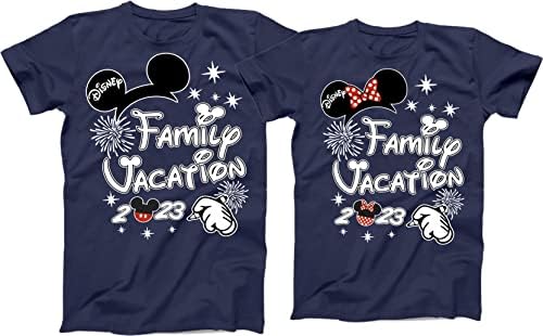 Тениски за семейна почивка Family 2023 с Мики и Мини маус, Еднакви Тениски, Мъжки Дамски Младежки тениски