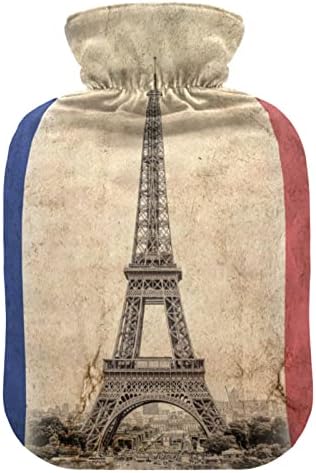 Бутилки с гореща вода с Капак Айфеловата Кула Френски Флаг Чанта за Топла Вода за Облекчаване на Болки в шията, Раменете, Греющий Чанта