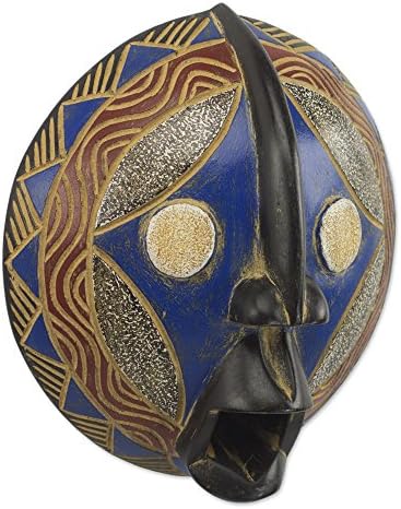 Декоративна Маска NOVICA от Ганского Алуминий и дърво Сесе, Многоцветен, Kari Shield'