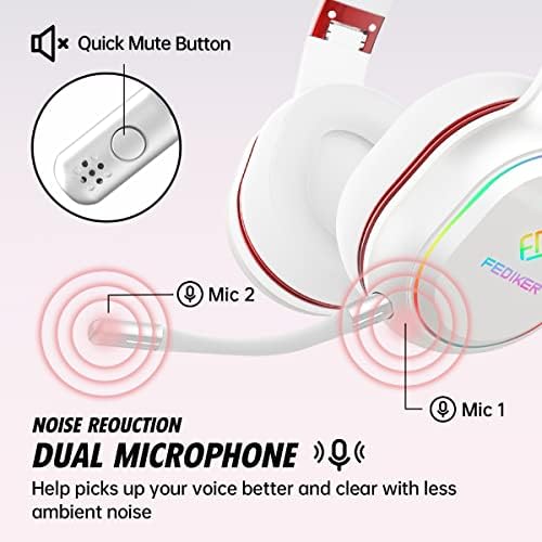 Безжична Детска Слушалки FEDIKER за PS5 PS4 PC W3 USB-ключ с ниско закъснение Bluetooth Слушалки с Подвижен микрофон, Функция за изключване
