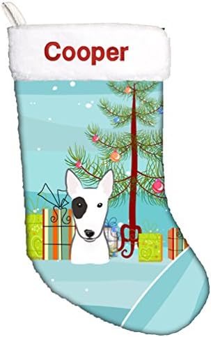 Carolin's Treasures BB1581CSEMB Коледно Дърво и Териер Персонализирани Коледни Чорапи, Окачени Чорапи За Камината, Коледен