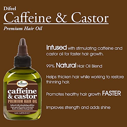 Difeel Кофеин и Рициново масло премиум-клас за ускоряване на растежа на косата 2,5 грама.